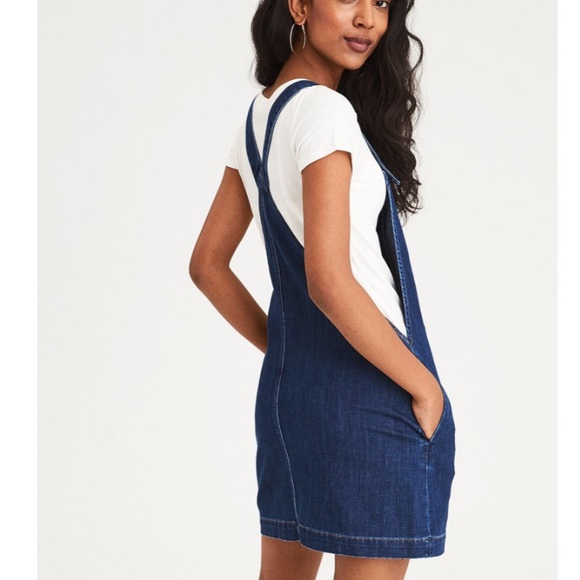 AE Zip Front Denim Overall Dress - Picture 2 of 7